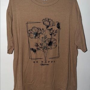 SHEIN Brown Graphic Short Sleeve Tee